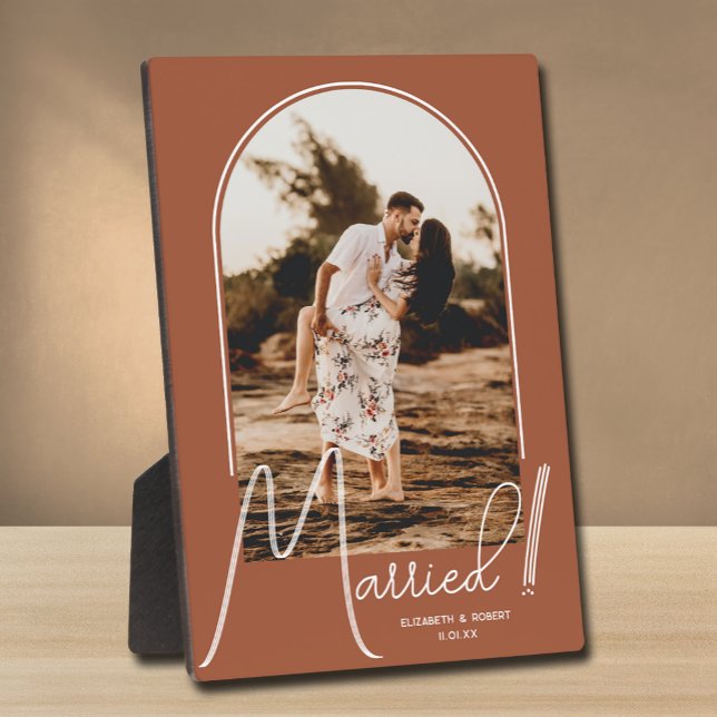 Elegant Arch Terracotta Wedding Photo Plaque (Creator Uploaded)