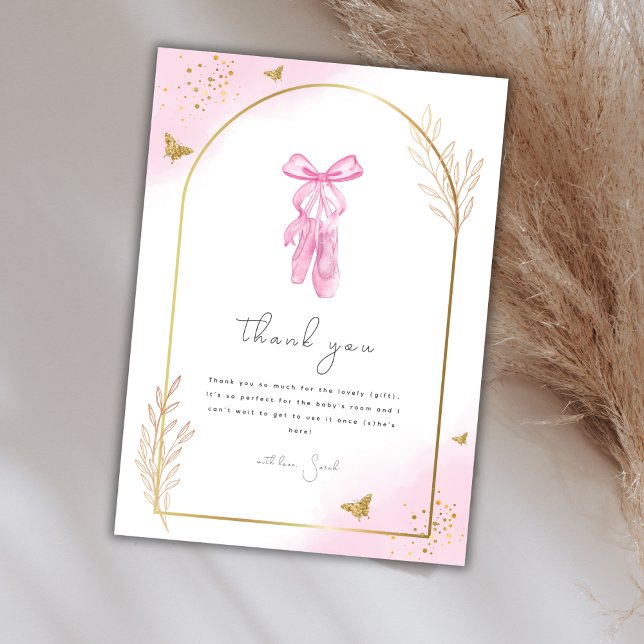 Elegant Arch Watercolor Ballerina Baby Shower  Thank You Card (Elegant Arch Watercolor Ballerina Baby Shower Thank You Card)
