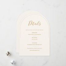 Elegant Arch Wedding Details Card | Minimal Ivory