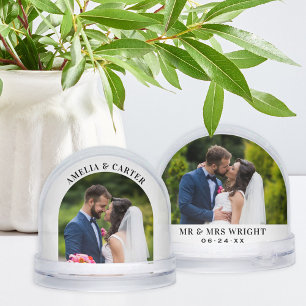 Elegant Arch Wedding Photo Snow Globe