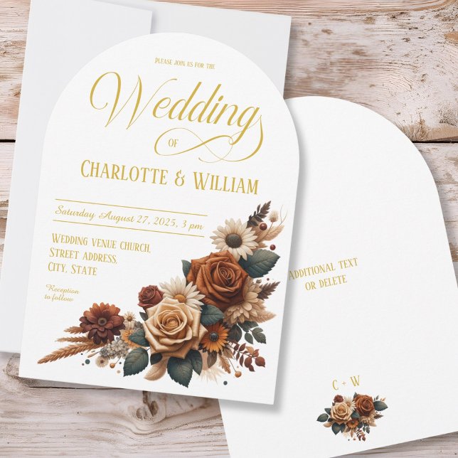 Elegant Arch Wedding Script Rustic Floral Invitation (Creator Uploaded)