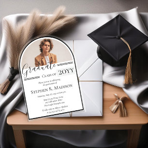 Elegant  Arched Photo Graduation Party Acrylic Invitations