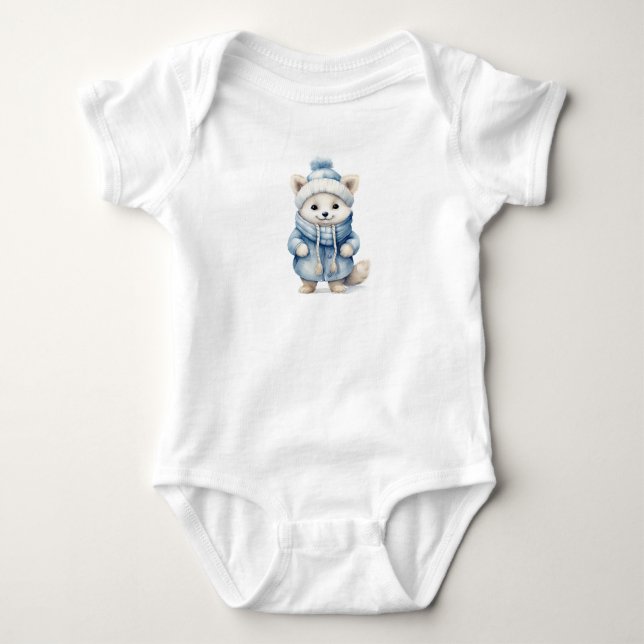 Elegant Arctic Fox Baby Bodysuit (Front)