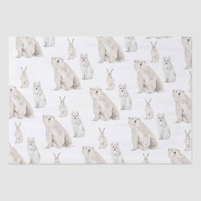Elegant Arctic Winter Snowy Animals Tissue Paper (Front)