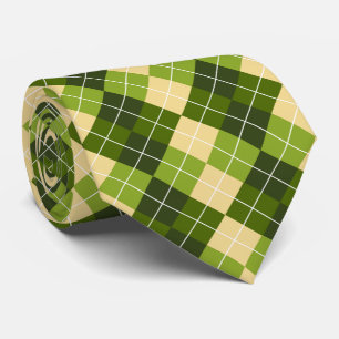 Elegant Argyle Pattern in Green and Yellow Diamond Tie