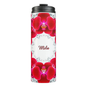 Elegant Arrangement of Red Orchids Thermal Tumbler