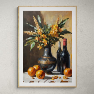Elegant Arrangement: Still Life with Flower Vase Poster