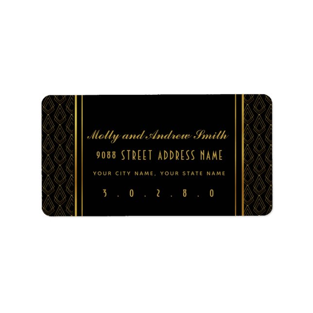 Elegant art deco address label party/wedding (Front)