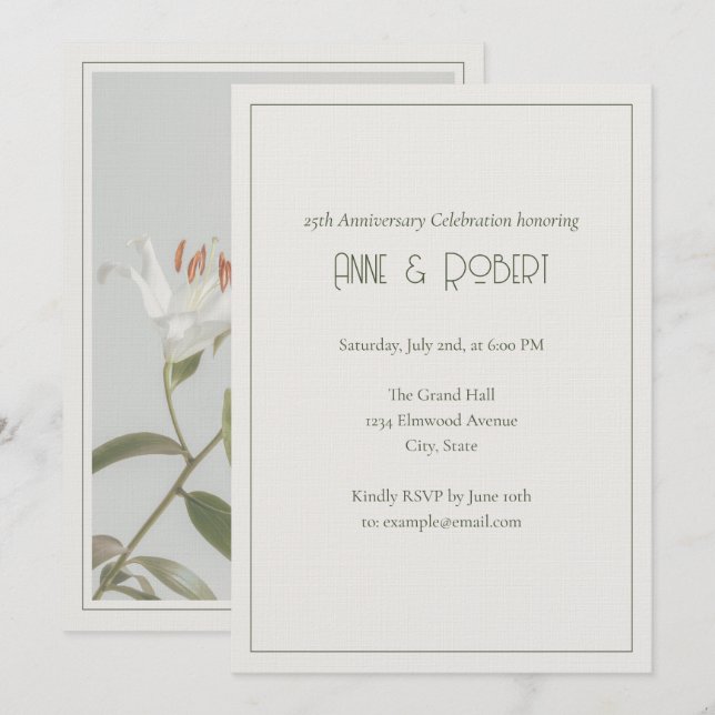 Elegant Art Deco Anniversary Invitation (Front/Back)