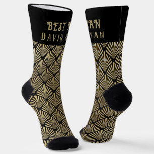 Elegant Art Deco Best Man Monogram Wedding Socks