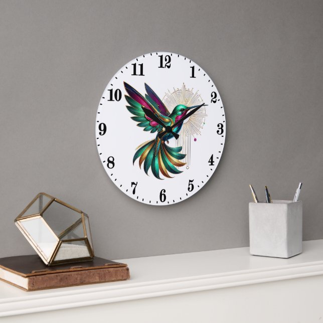 Elegant art deco bird large clock (Office)