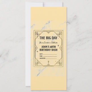Elegant Art Deco Birthday Invitation on Marble Bac