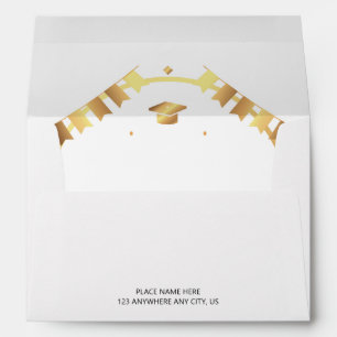 Elegant Art Deco Black and Gold Graduation Envelope
