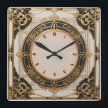 Elegant Art Deco black and gold Square Wall Clock<br><div class="desc">Great clock design. You will love it like others. Be free to use this design for other product you like or to customise and add your text. Follow me for more. Thank you. Have a nice day.</div>