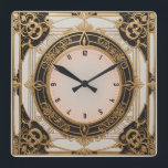 Elegant Art Deco black and gold Square Wall Clock<br><div class="desc">Great clock design. You will love it like others. Be free to use this design for other product you like or to customise and add your text. Follow me for more. Thank you. Have a nice day.</div>