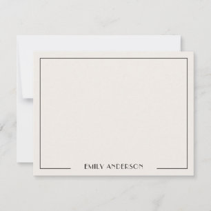 Elegant Art Deco Black and Ivory Monogram Border Card