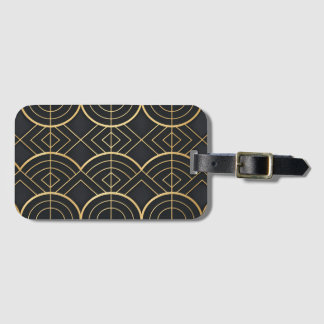 Elegant Art Deco Black & Gold Geometric Sticker Luggage Tag