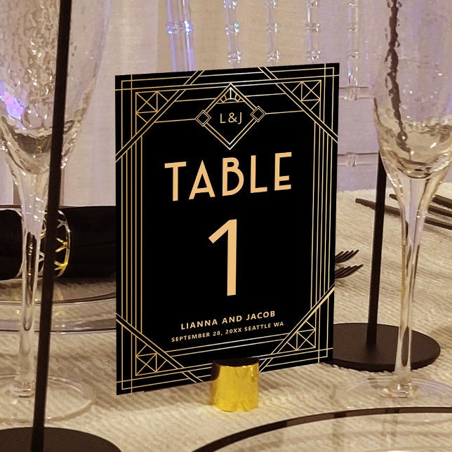 Elegant Art Deco Black Gold Wedding Table Number (Creator Uploaded)
