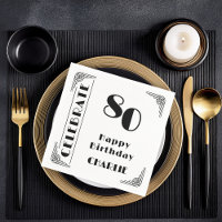 Elegant Art Deco Black & White 80th Birthday Party