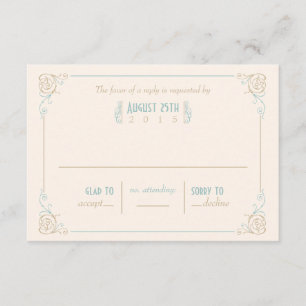 Elegant Art Deco Blue & Cream RSVP Cards
