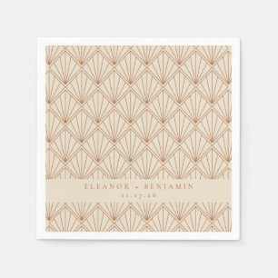 Elegant Art Deco Burnt Orange Custom Wedding  Napkin