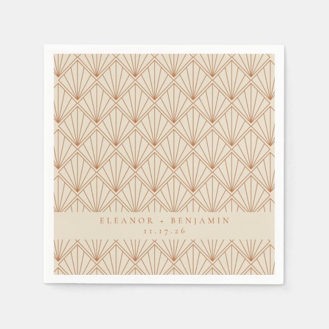 Elegant Art Deco Burnt Orange Custom Wedding  Napkin (Front)