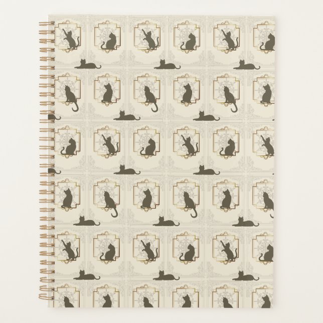Elegant Art Deco Cats - Beige Planner (Front)