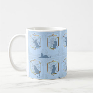 Elegant Art Deco Cats - Blue Coffee Mug