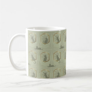 Elegant Art Deco Cats - Green Coffee Mug