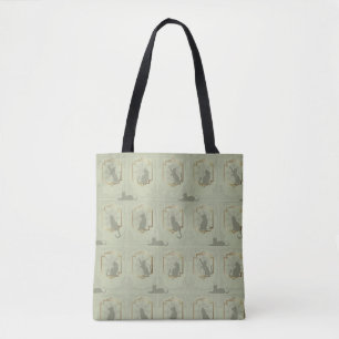 Elegant Art Deco Cats - Green Tote Bag