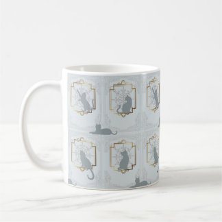 Elegant Art Deco Cats - Light Grey Coffee Mug