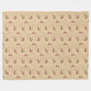 Elegant Art Deco Cats - Orange Fleece Blanket