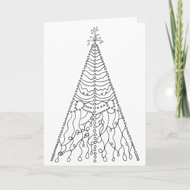 Elegant Art Deco Christmas Tree Holiday Card (Front)