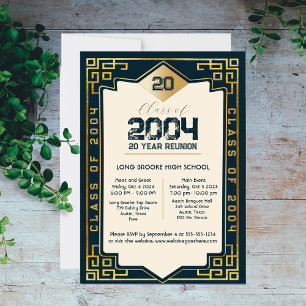 Elegant Art Deco Class of 2004 20 Year HS Reunion Invitation