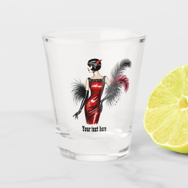 Elegant Art Deco couple customisable  Shot Glass (Front)