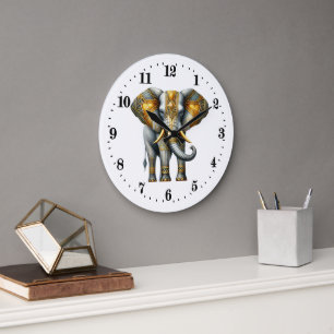 Elegant art deco elephant large clock