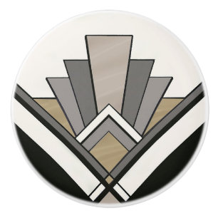 Elegant Art Deco Fan Design Ceramic Knob