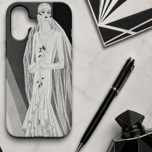 Elegant Art Deco Flapper Bride Illustration iPhone 11 Case