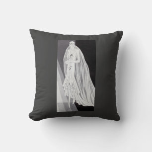 Elegant Art Deco Flapper Bride Illustration Cushion