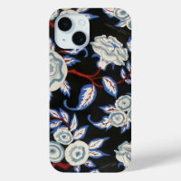 ELEGANT ART DECO FLORAL,BLUE WHITE ROSES IN BLACK