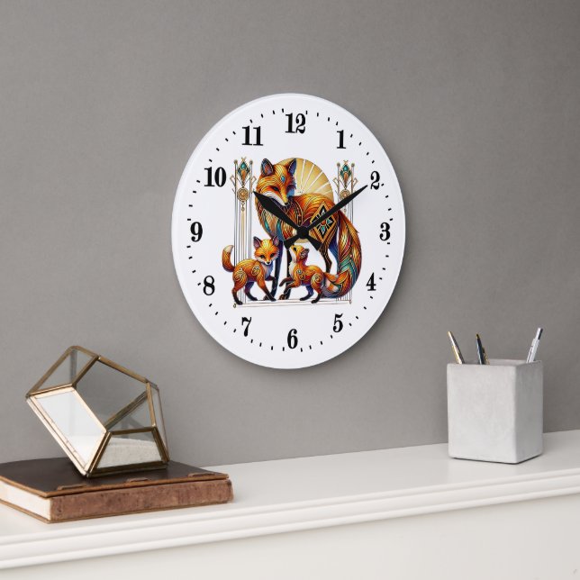 Elegant art deco fox large clock (Office)