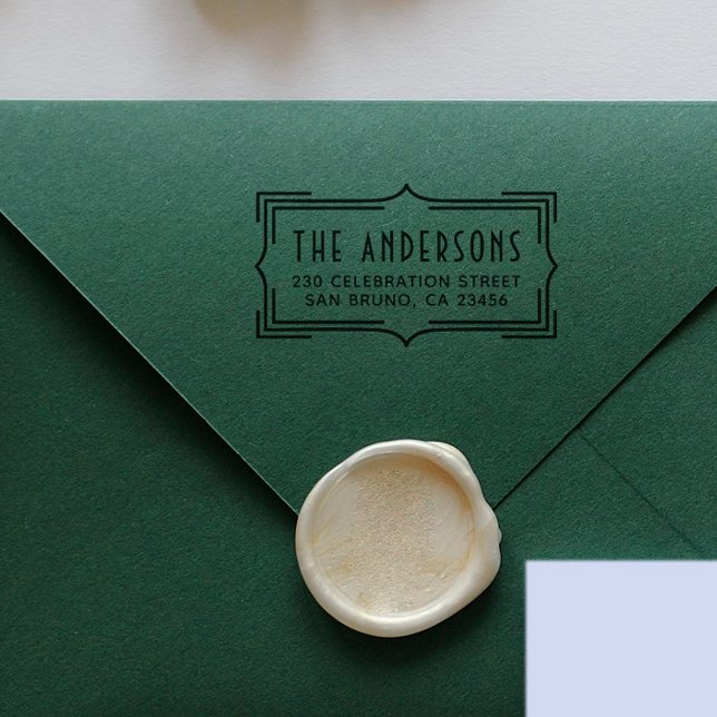 Elegant Art Deco Frame | Custom Return Address Rubber Stamp (Rubber Stamp Mock-up)
