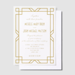 Elegant Art Deco Frame Vintage Classic Wedding Vellum Invitations
