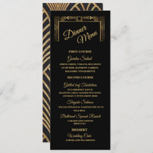 Elegant Art Deco Gatsby Dinner Menu Card