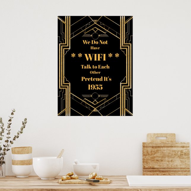 Elegant Art Deco Gatsby Unplugged Wedding Poster (Kitchen)