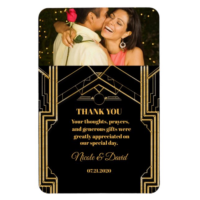 Elegant Art Deco Gatsby Wedding Magnet (Vertical)