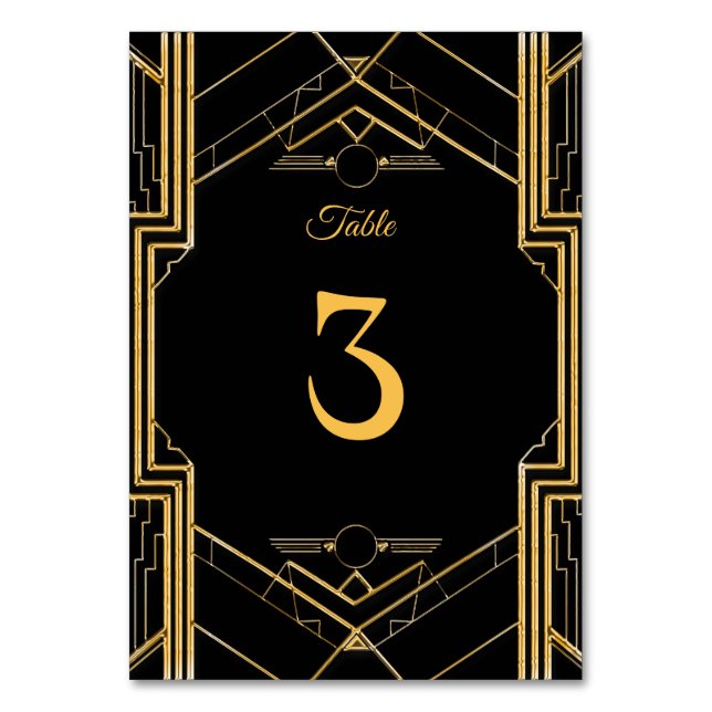 Elegant Art Deco Gatsby Wedding  Table Number (Front)