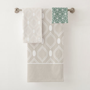 Elegant Art Deco Geometric Pastel Bath Towel Set