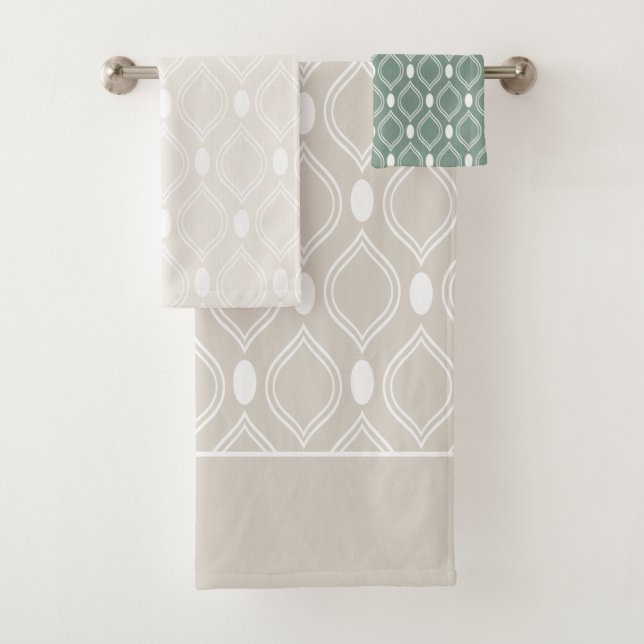 Elegant Art Deco Geometric Pastel Bath Towel Set (Insitu)
