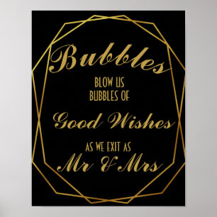 Elegant art deco Gold & Black bubble Poster